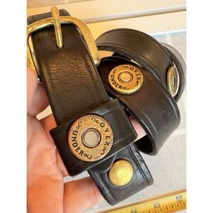 Over Under Brown Leather Belt Brass Buckle Single Buckshot Men's Sz 38-44 XL